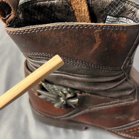 Mark Nason Boots 71785 Men Size 8.5 Brown Leather Zip Sword Cross Lounge U ROCK - Picture 9 of 13